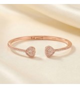 Radiant Embrace Bangle – Rose Gold Open Cuff with Sparkling Teardrop Ends