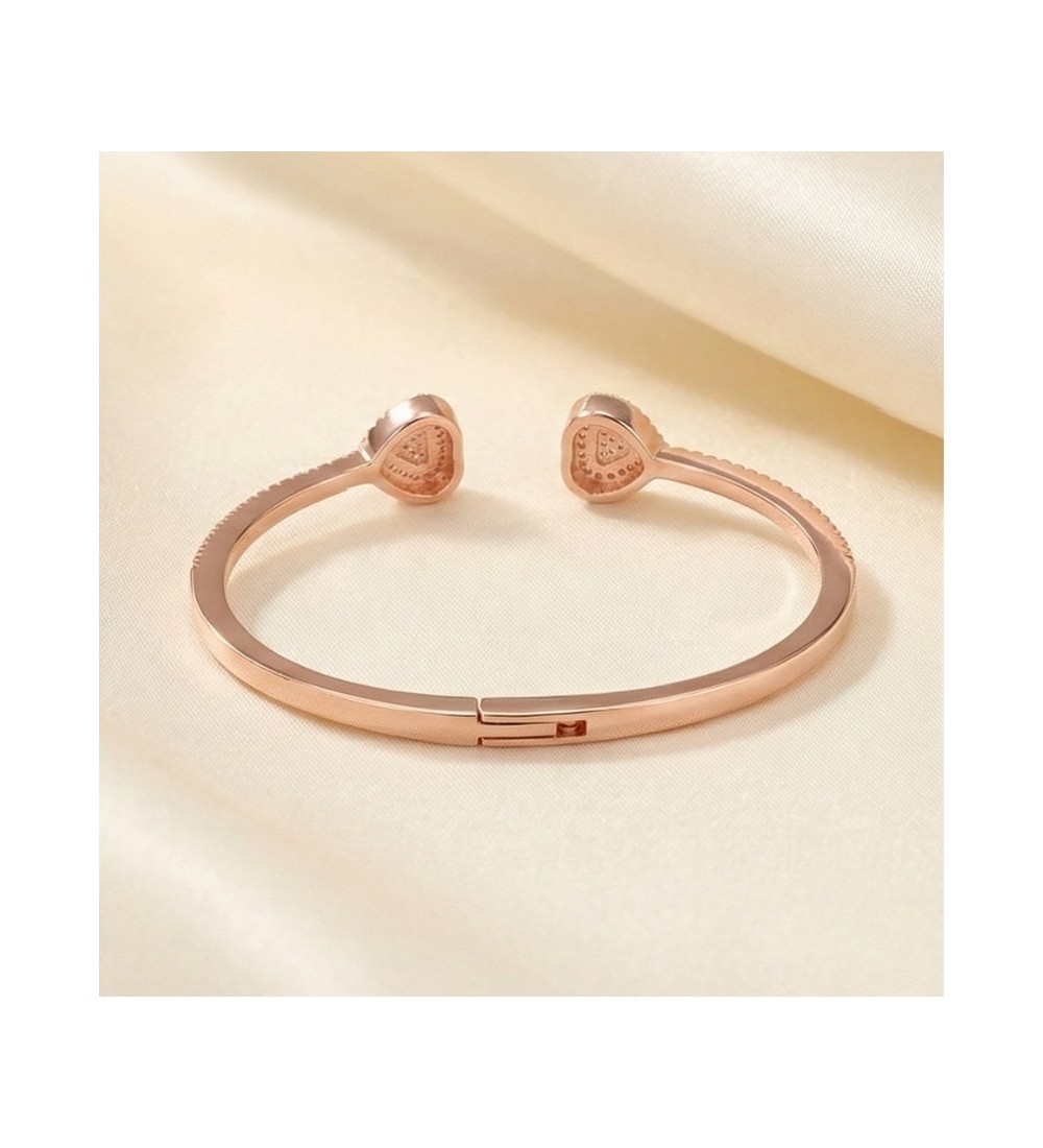 Radiant Embrace Bangle – Rose Gold Open Cuff with Sparkling Teardrop Ends