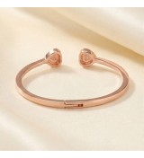 Radiant Embrace Bangle – Rose Gold Open Cuff with Sparkling Teardrop Ends