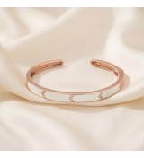 Chic Enigma Bangle – Rose Gold with White Stone Inlay / Silver with Black Stone