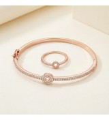 Dazzling Harmony Set – Rose Gold Bangle and Ring Combo with Sparkling Circle Design