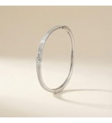 Starlight Beam Bangle – Silver Bracelet with Triple Row Sparkling Accents