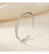 Silver Serenity Bangle – Elegant Open Cuff with Sparkling Stone Detailing