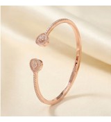 Radiant Embrace Bangle – Rose Gold Open Cuff with Sparkling Teardrop Ends