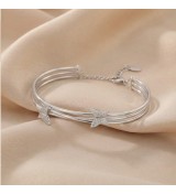 Fluttering Grace Bangle – Silver Butterfly Bracelet with Sparkling Accents