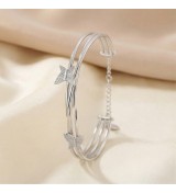 Fluttering Grace Bangle – Silver Butterfly Bracelet with Sparkling Accents