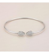 Sparkling Teardrop Open Bangle – Silver