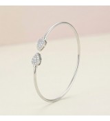 Sparkling Teardrop Open Bangle – Silver