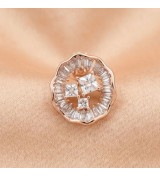 Radiant Halo Stud Earrings – Silver Sparkle with Baguette-Cut Crystals