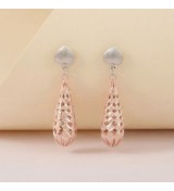 Lattice Teardrop Earrings – Rose Gold & Silver Dangle Earrings