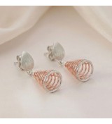 Spiral Drop Cone Earrings – Rose Gold & Silver Statement Dangles