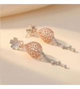Bloom Drop Mesh Earrings – Rose Gold & Silver Floral Dangle