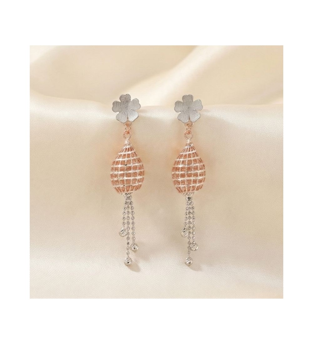 Bloom Drop Mesh Earrings – Rose Gold & Silver Floral Dangle