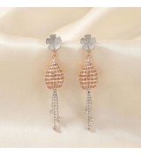 Bloom Drop Mesh Earrings – Rose Gold & Silver Floral Dangle