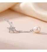 Shooting Star Pearl Drop Earrings – Elegant Zirconia & Pearl Dangle