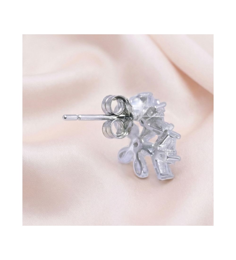 Sparkling Bloom Earrings – Silver & Rose Gold Floral Studs