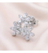 Sparkling Bloom Earrings – Silver & Rose Gold Floral Studs