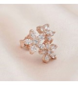 Sparkling Bloom Earrings – Silver & Rose Gold Floral Studs