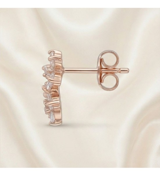 Sparkling Bloom Earrings – Silver & Rose Gold Floral Studs