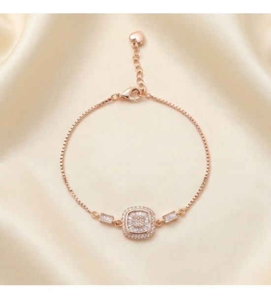 Radiant Baguette Halo Bracelet – Rose Gold & Silver Editions