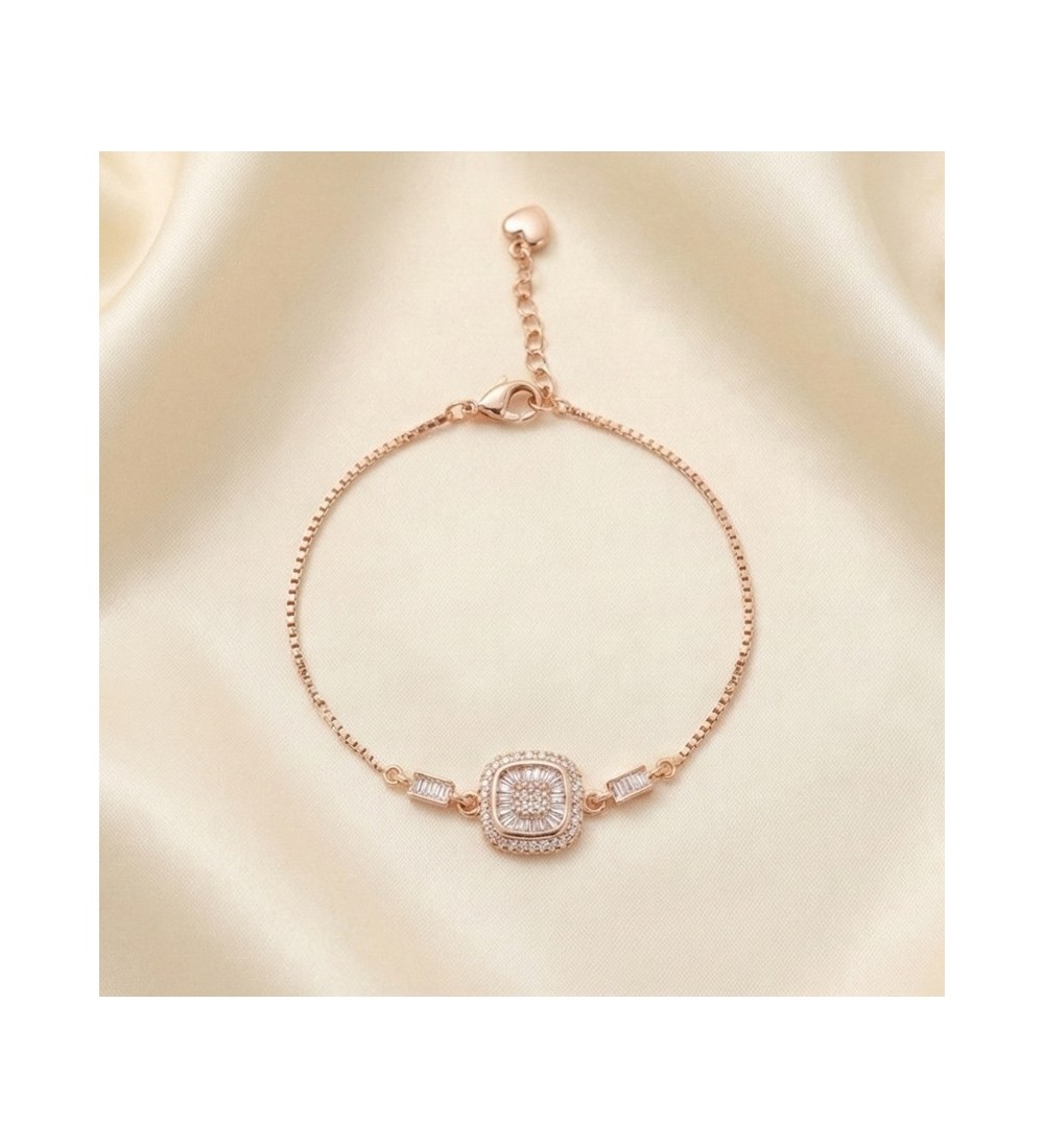 Radiant Baguette Halo Bracelet – Rose Gold & Silver Editions