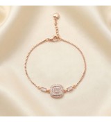 Radiant Baguette Halo Bracelet – Rose Gold & Silver Editions