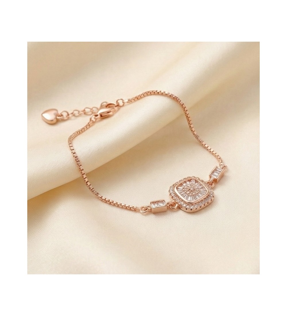 Radiant Baguette Halo Bracelet – Rose Gold & Silver Editions