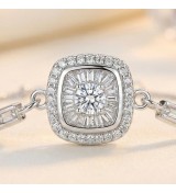 Radiant Baguette Halo Bracelet – Rose Gold & Silver Editions