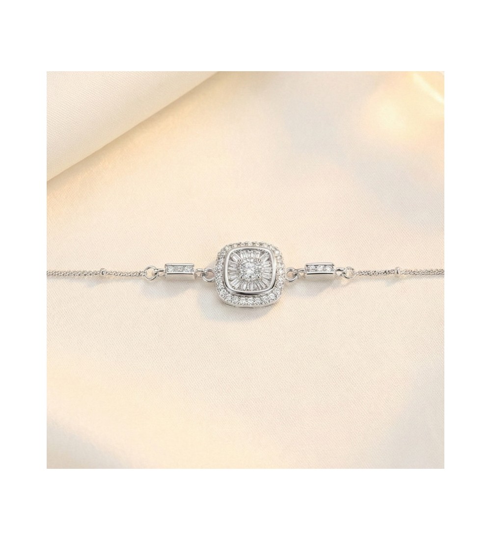 Radiant Baguette Halo Bracelet – Rose Gold & Silver Editions