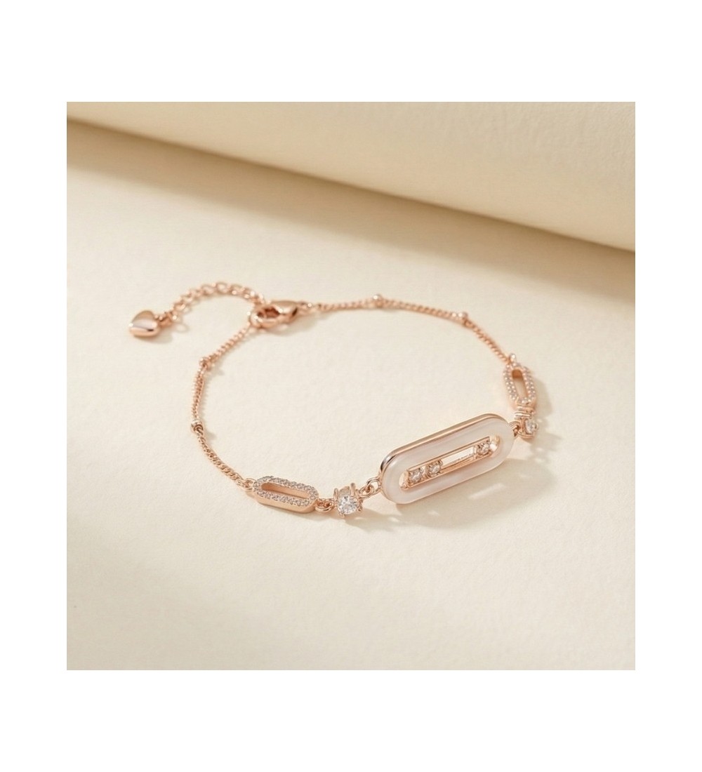 Luminous Mother of Pearl Bar Bracelet – Rose Gold Edition