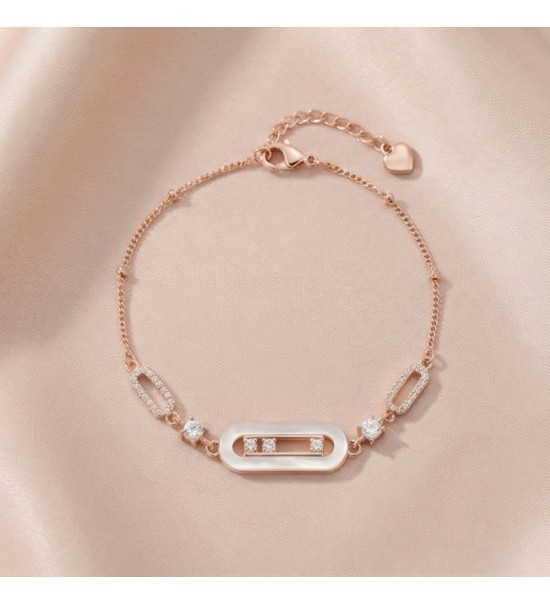 Luminous Mother of Pearl Bar Bracelet – Rose Gold Edition