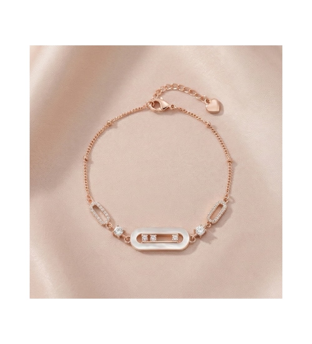 Luminous Mother of Pearl Bar Bracelet – Rose Gold Edition