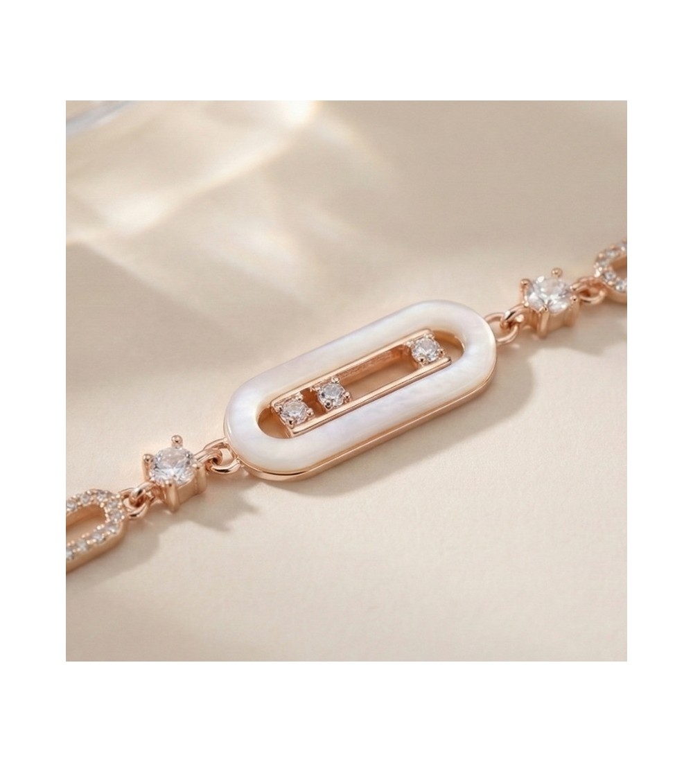 Luminous Mother of Pearl Bar Bracelet – Rose Gold Edition