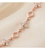 Blossom Charm Bracelet – Rose Gold Chain with Crystal and Geometric Accents