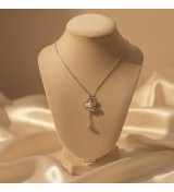 925 Sterling Silver Mother of Pearl Flower Necklace – Dainty Pearl Blossom Drop Pendant – Sparkling Cubic Zirconia Floral Jewelr