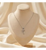 925 Sterling Silver Heart Bow Necklace – Rose Gold Bow Pendant with Sparkling Zirconia – Romantic Ribbon Jewelry Gift for Women