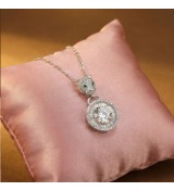 925 Sterling Silver Panther Necklace – Radiant Rose Gold Feline Pendant – Sparkling Double Halo Baguette Zirconia Jewelry for Wo