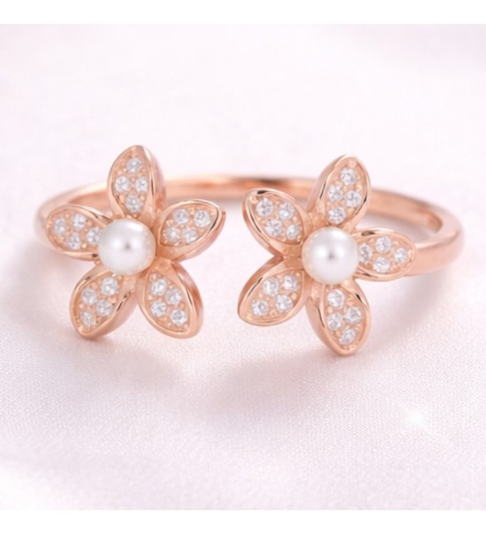 Pearl Blossom Open Ring