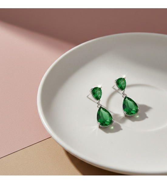 Emerald Tear Drop Earrings