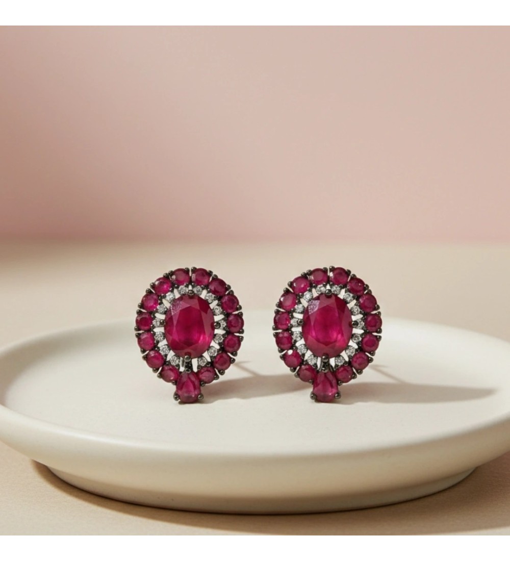 Scarlet Bloom Halo Studs