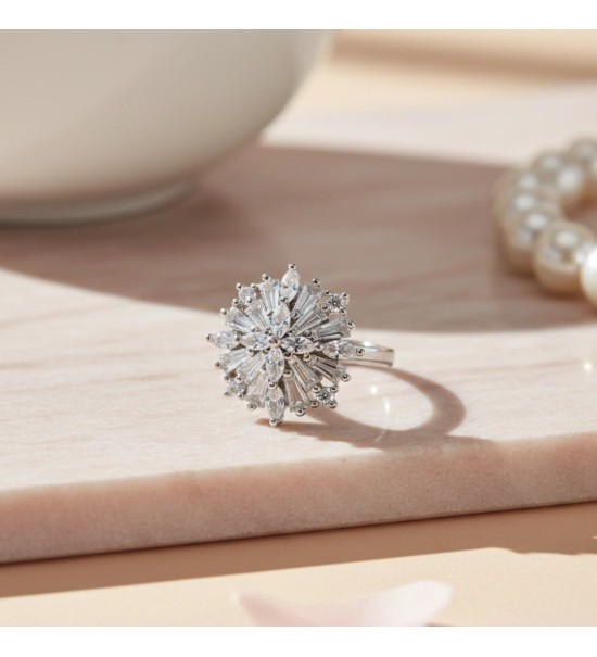 Winter Frost Starburst Ring