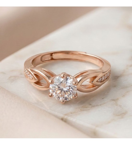 Celestial Petal Solitaire Ring