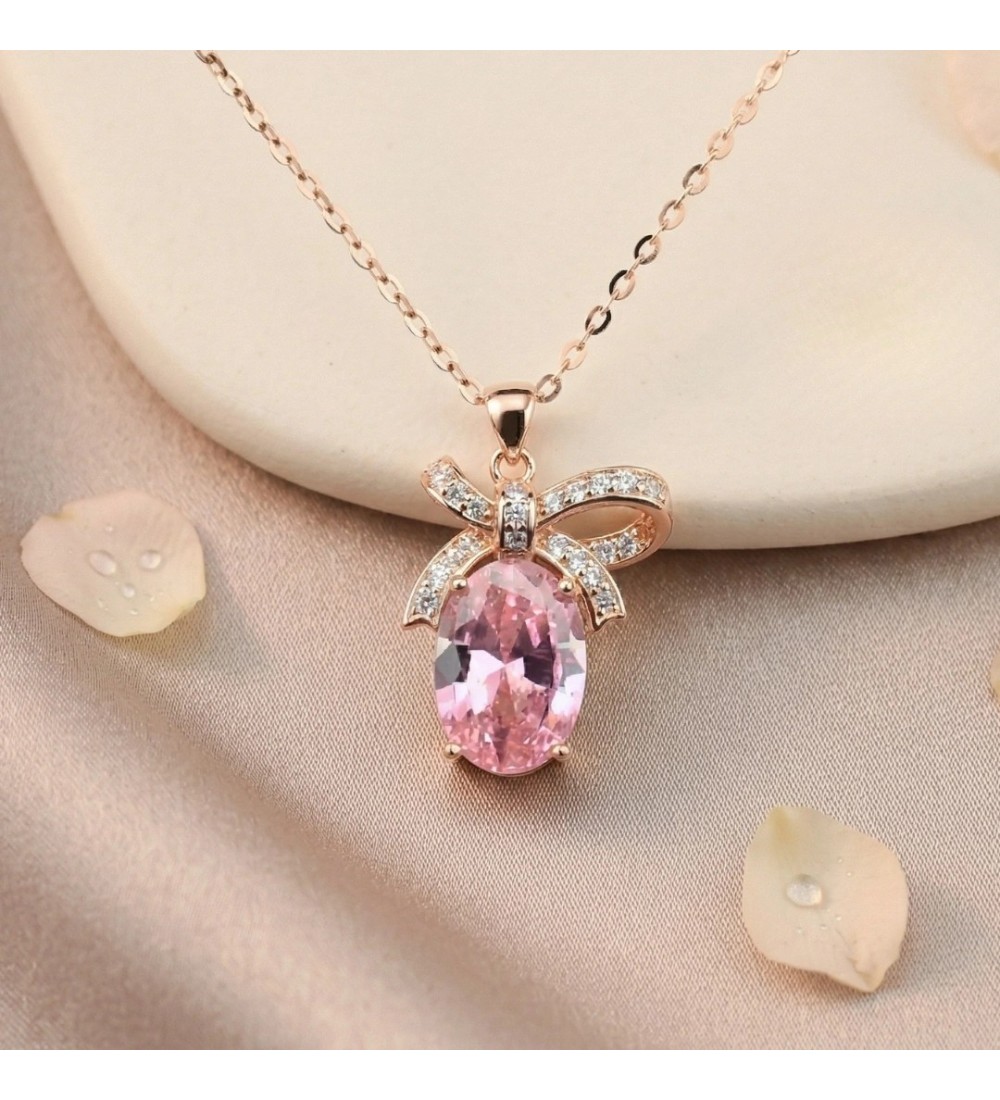 Blushing Bow Solitaire Pendant