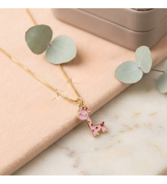Rosy Giraffe Pendant Necklace