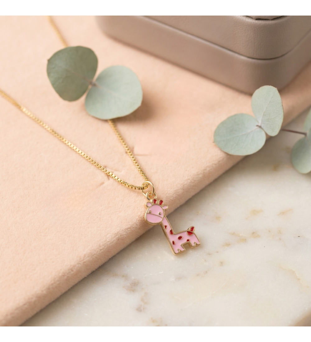 Rosy Giraffe Pendant Necklace