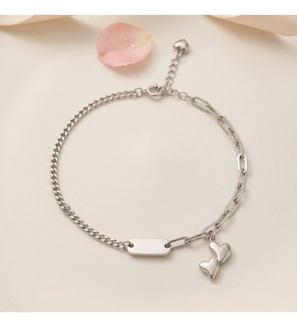Dual-Heart ID Link Bracelet