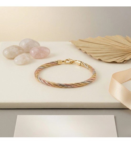 Tri-Tone Twisted Braid Bangle