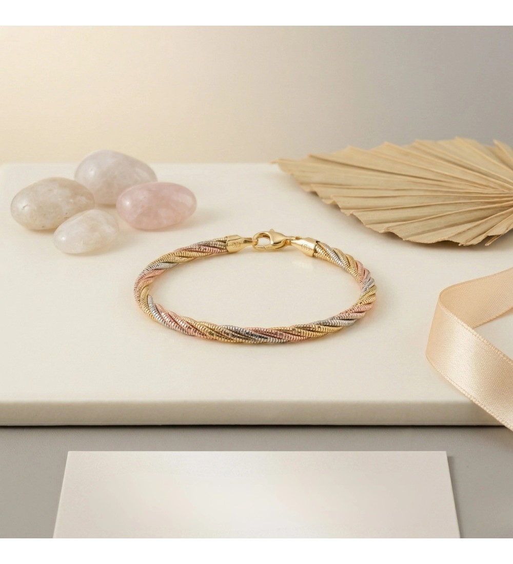 Tri-Tone Twisted Braid Bangle