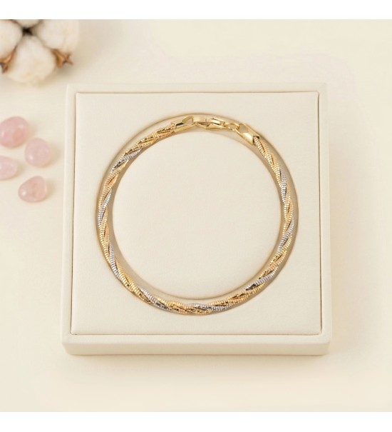 Gilded Tri-Tone Braid Bangle