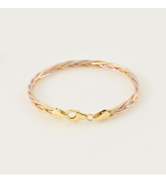 Tri-Tone Sculpted Braid Bangle